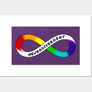 Neurodivergent - Rainbow Infinity Symbol for Neurodiversity Actually Autistic Pride Asperger's Autism ASD Acceptance & Support Posters and Art